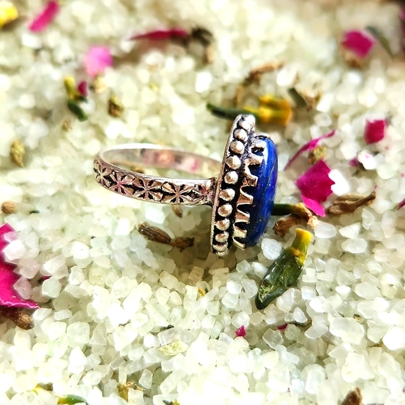 Lapis sterling silver plated vintage style ring - Picture 3 of 6
